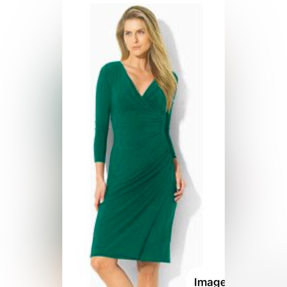 Ralph Lauren green wrap dress women Size L
